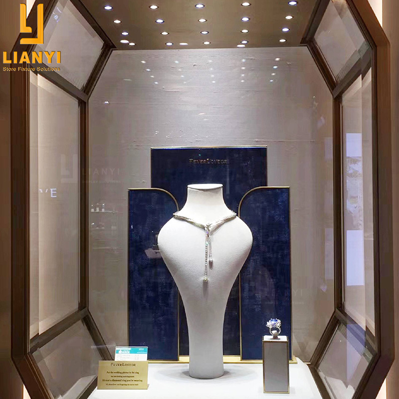 Lianyi fabricant vitrine de bijoux personnalisée et design d'intérieur de bijouterie 