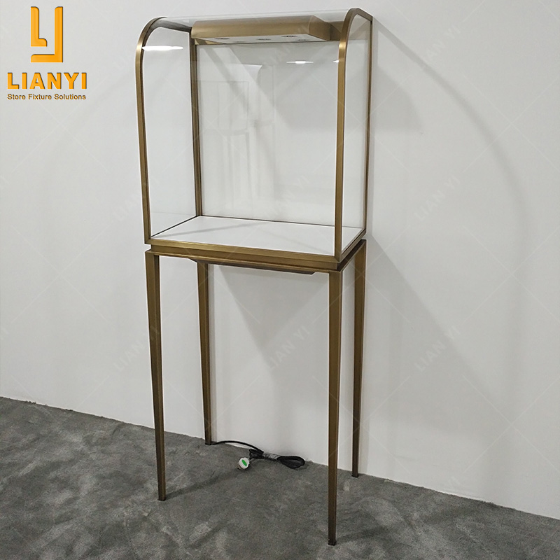 Ly Showcase personnalisé de luxe en acier inoxydable vitrine de bijoux en verre 